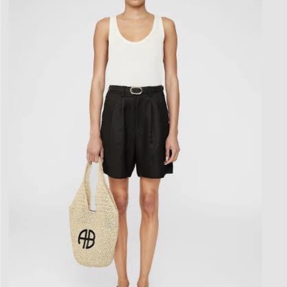 New Anine Bing Natural Crochet Small Leah Hobo with Black Monogram - Picture 4 of 10